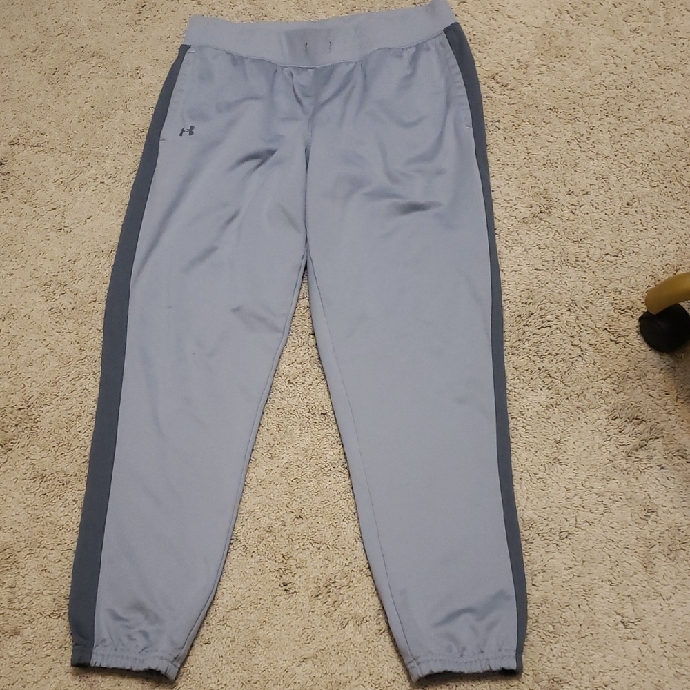 Under Armour Light Gray Joggers with Dark Gray Side Stripes